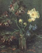 Vincent Van Gogh Vase with Myosotis and Peonies oil on canvas